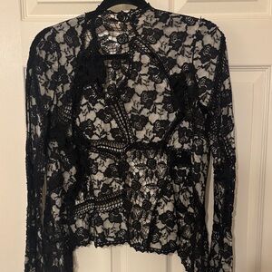 Anthropologie Moth Black Lace Blazer